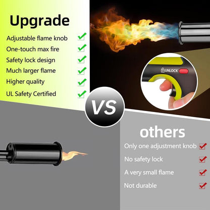 SEESE Powerful Propane Torch(Propane Tank Not Included),With One-Touch Max Fire Button and Safety Lock, Adjustable Blow Torch for Sous Vide Searing Steak, BBQ,Fireplace,Charcoal Wood，Excellent Gift for Christmas and New Year