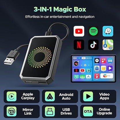 Netflix/YouTube/TikTok Wireless CarPlay Adapter – Plug-and-Play Magic Box