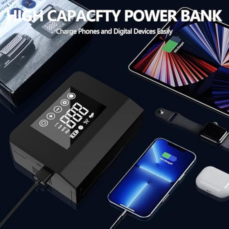 Portable Car Jump Starter, 4000A Jump Starter + 150PSI Tire Inflator, 15000mAh Power Bank, LED Light – 4-in-1 Road Rescue